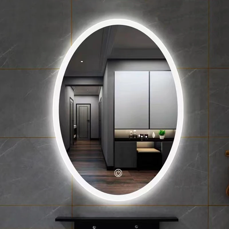 Anti Fog Sensor Touch Oval Led Shower Mirror Intelligent Modern Bath Wall Smart Mirror For Bedroom