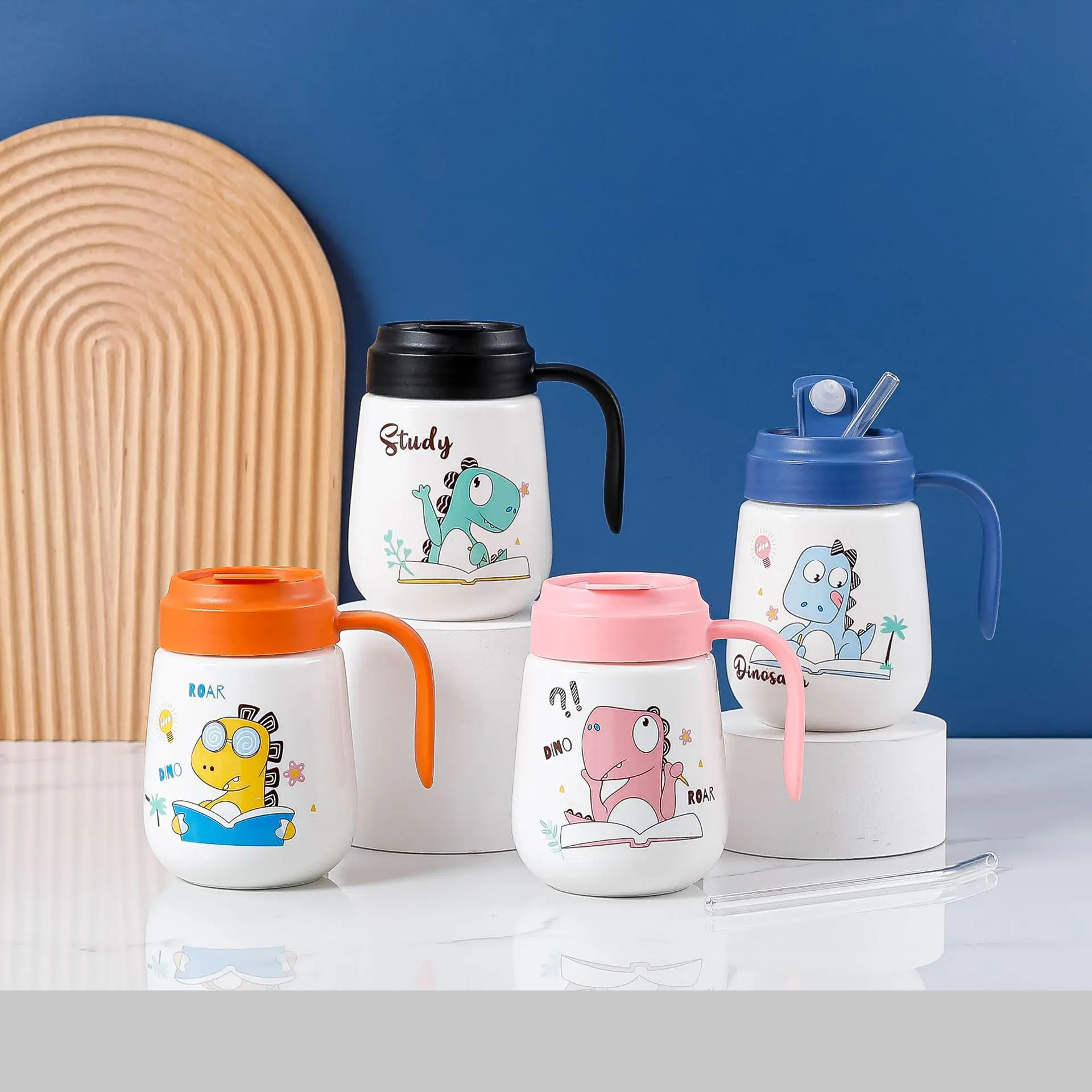 Cute Cartoon Ceramic Water Cup Wholesale Mug Student Portable Thermos Cup  Office Drinking Cup With Straw And Lid For Students - Buy Cute Cartoon  Ceramic Water Cup Wholesale Mug Student Portable Thermos