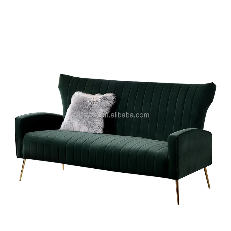 Modern Two Seater Sofa Living Room Furniture Sofa Blue Velvet Loveseats ...