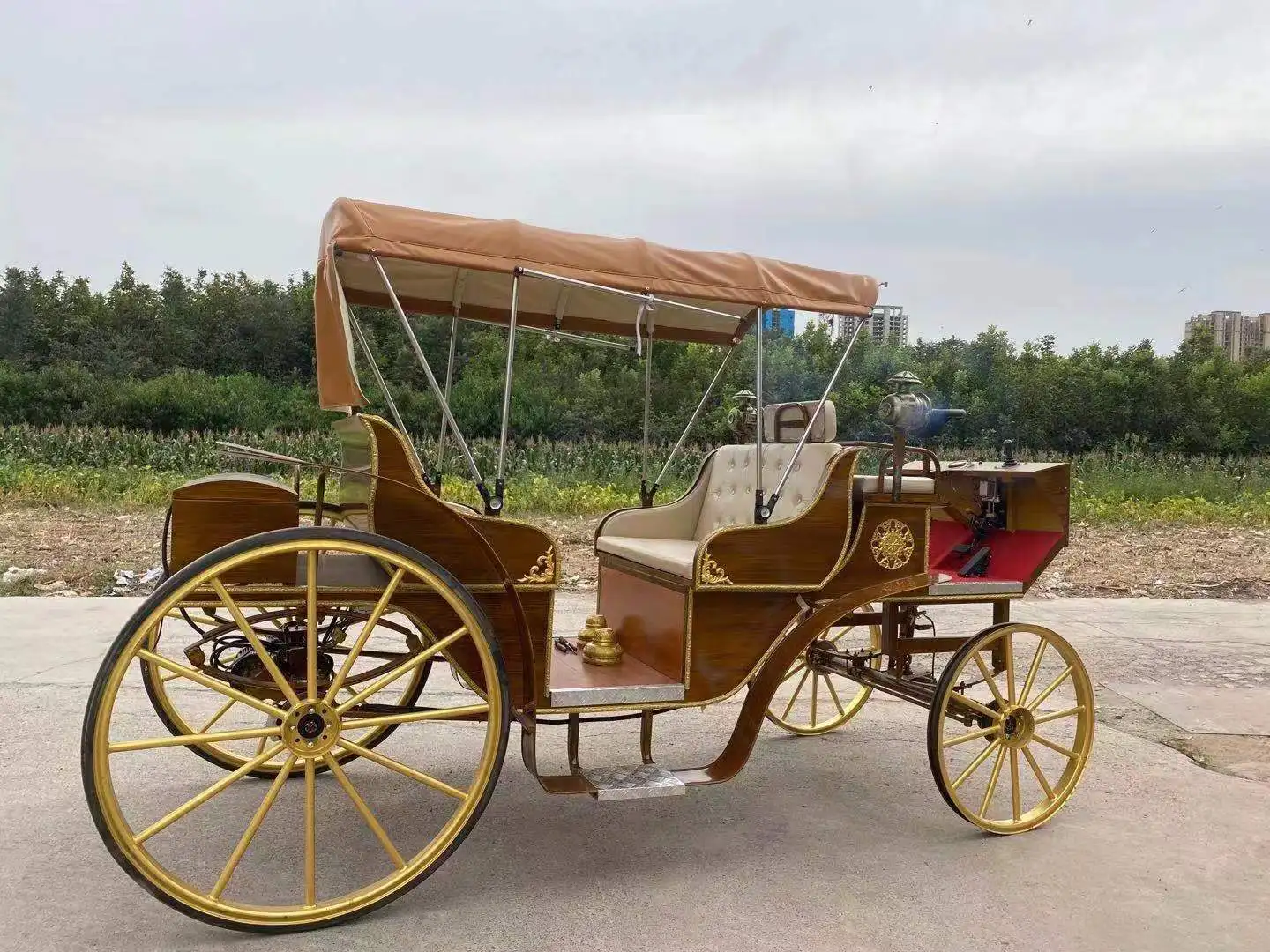 4 Wheels Barouche Horse Drawn Carriage With Electric Power Sightseeing