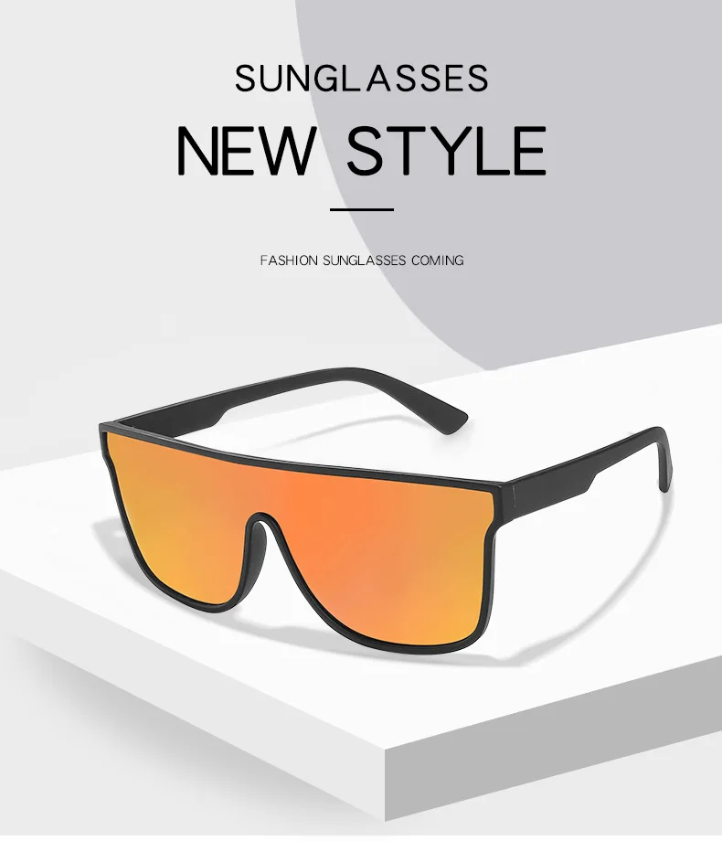 Fashion Oversized Square One Piece Mirror Lens Custom Logo Sport