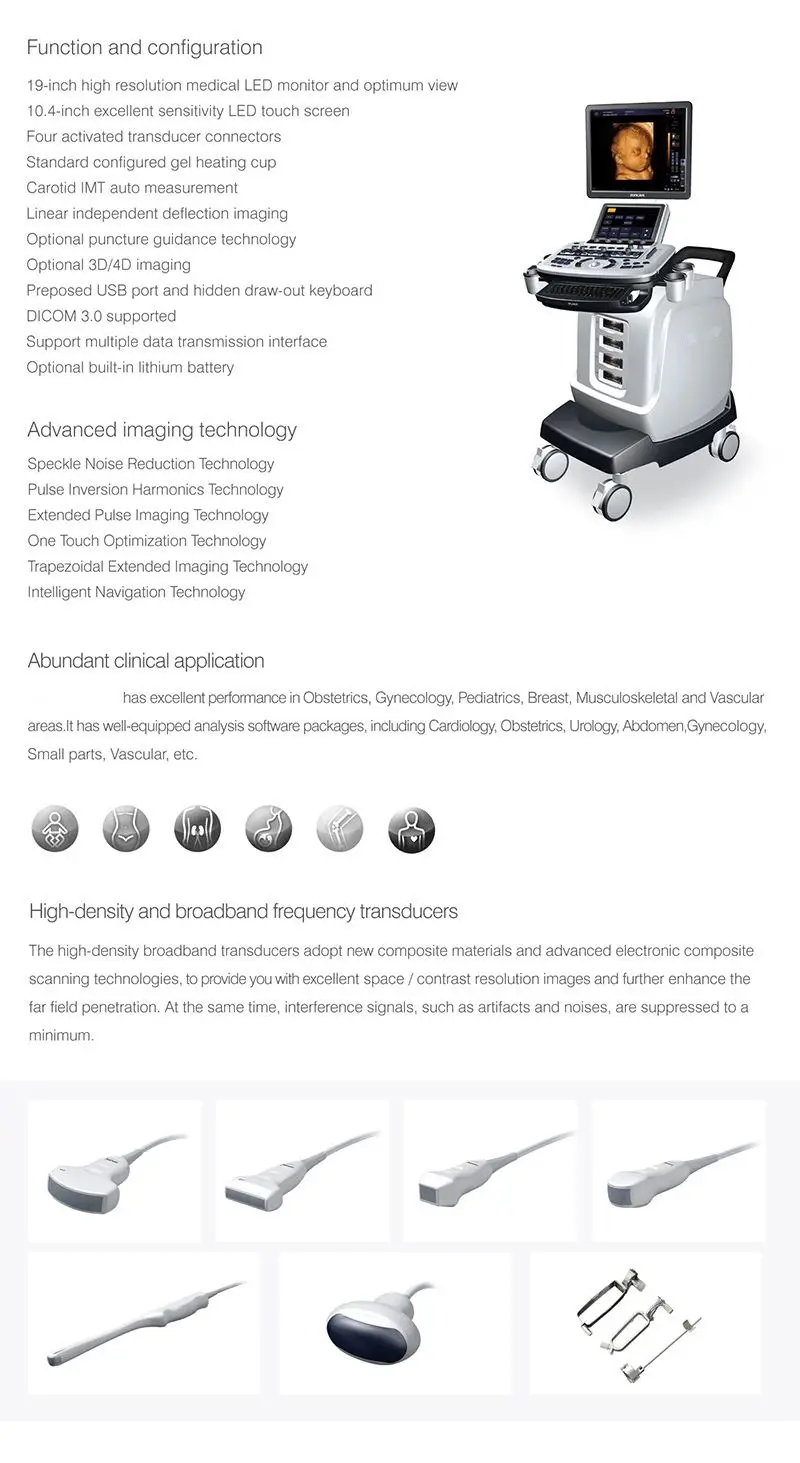 Doppler 4D trolley ultrasound scanner price best quality 3D 4D full digital trolley doppler ultrasound scan machine YSB-Q7