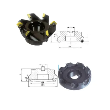 Heichow Cutting Tool Indexable Facing Mill Kr 75 45 Degree SGMB Aluminum Alloy Face Milling Cutter