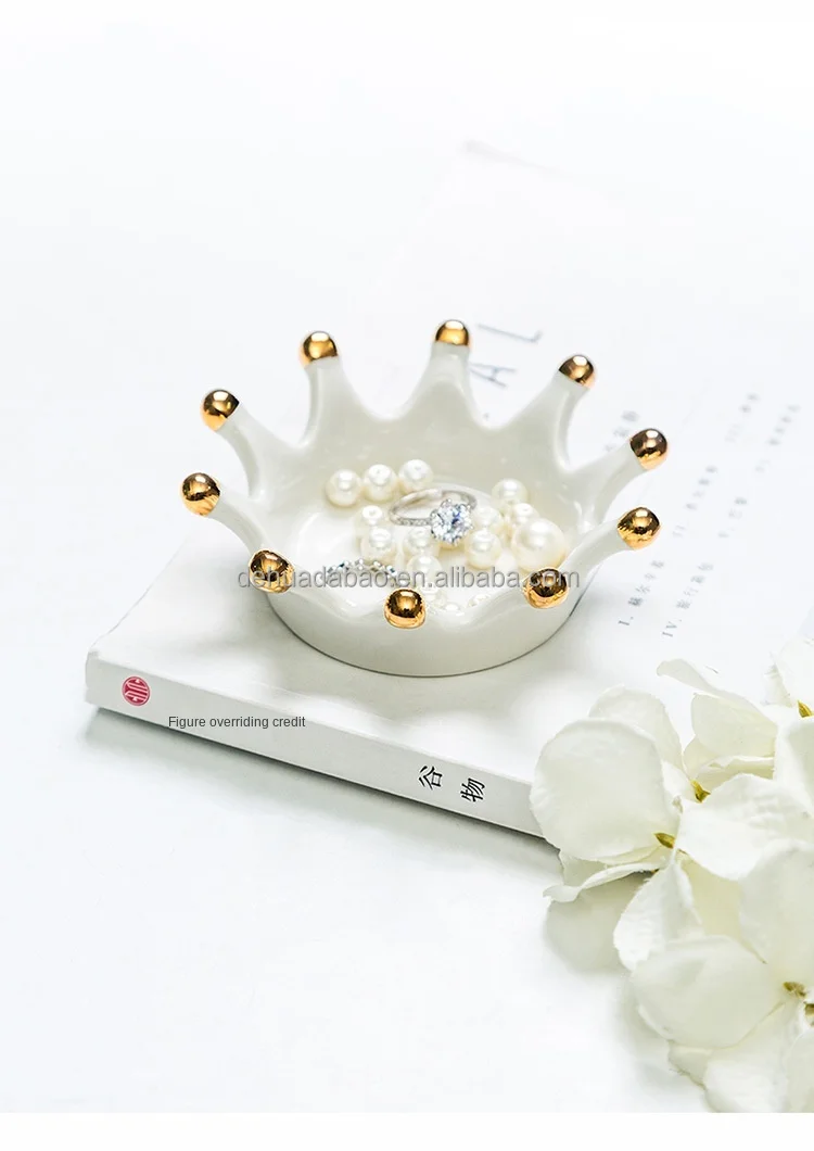 Custom Ceramic Ring Holder Jewelry Crown Shape Ring Trinket Tray Dish Birthday Wedding Festival Gifts.jpg