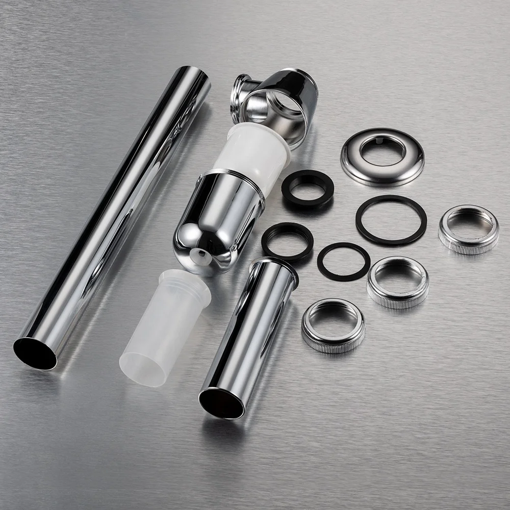 Joyhoo Cheap Chrome Plated 12 cm G 1 1/4 Durable Zinc Alloy Siphon Bottle Trap for Hotel