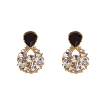 Korean-Style Elegant Silver Earrings with Exquisite Diamond Drop High-End Super Flash Gold Plating All-Match Luxury Niche Gift