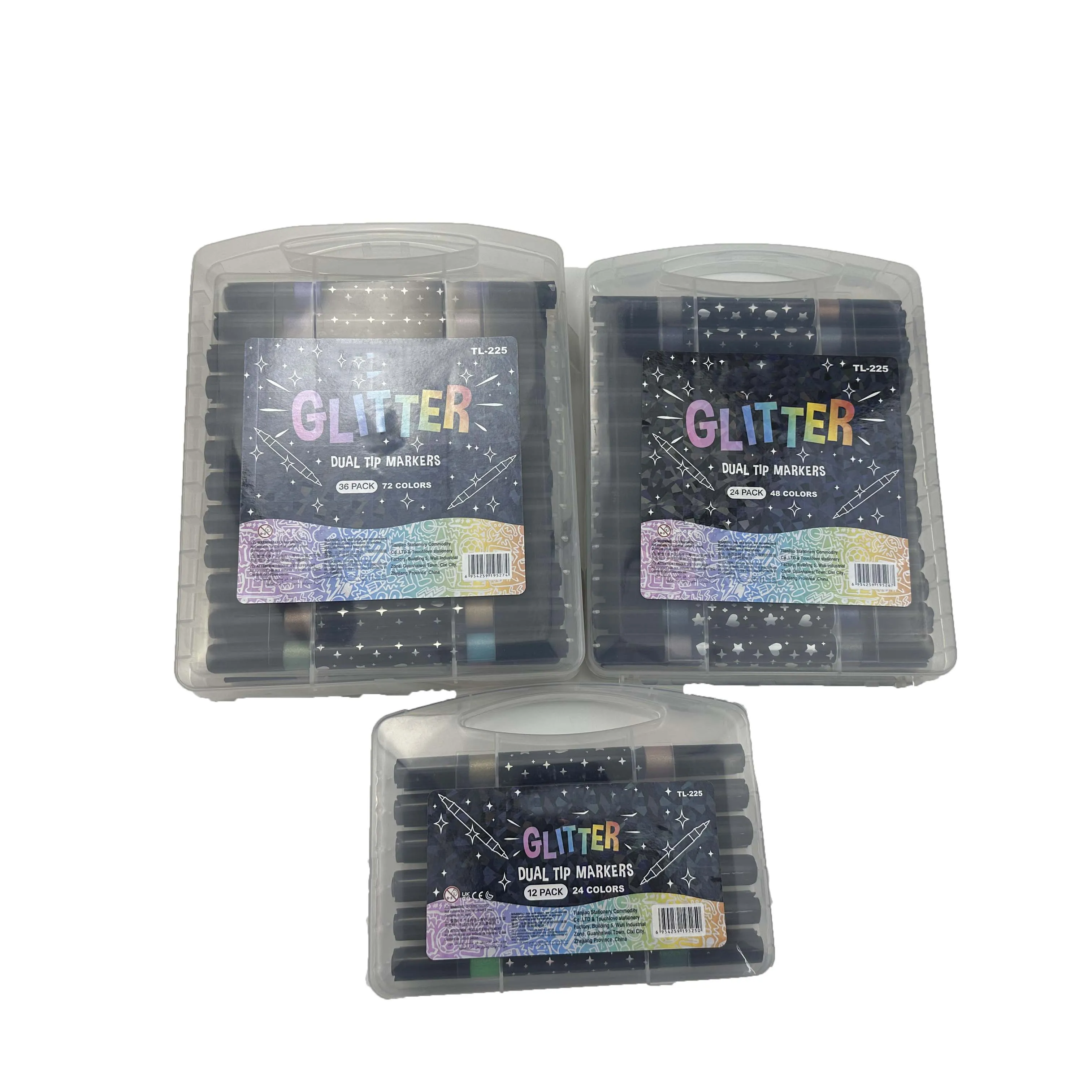 96-Color Glitter Permanent Marker Pen Set Oblique Brush Tip 6mm Writing ...