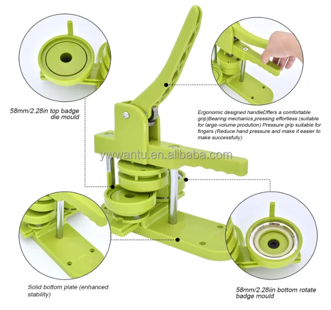58mm 2.25in Manual Button Making Machines With 100pcs Materials and ...