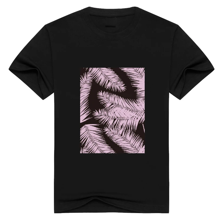 2024 New European and American Large 3D Digital Direct Spray Printed T-shirt Custom Cotton Black T S