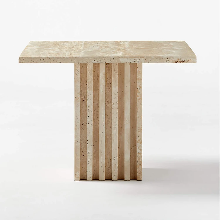 Distinct Stone Tables Carved Base on Sale Italian Marble Table Top Pedestal Limestone Roman Travertine Stone Coffee Table