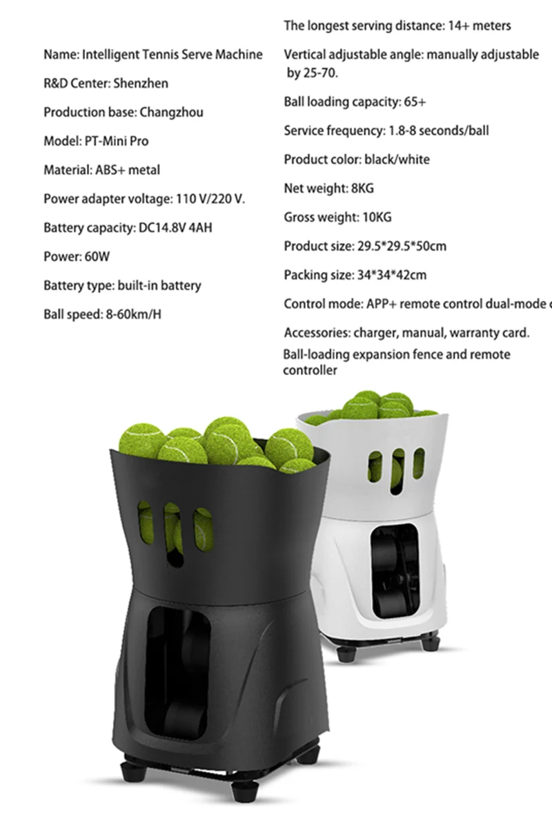 2024 New Design Tennis Automatic Ball Machine Launcher Equipment Feeder Robot For Training Practice With App Remote Control manufacture