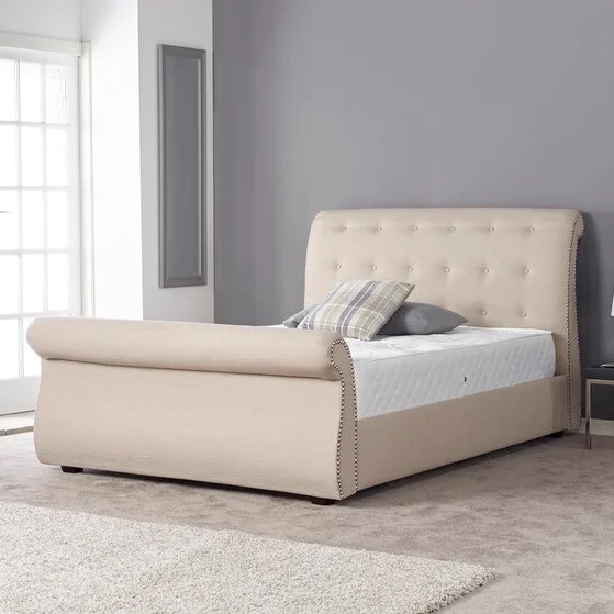 Modern Luxury King Size Fabric Bed 1.8 M Double Bed With Rivet With