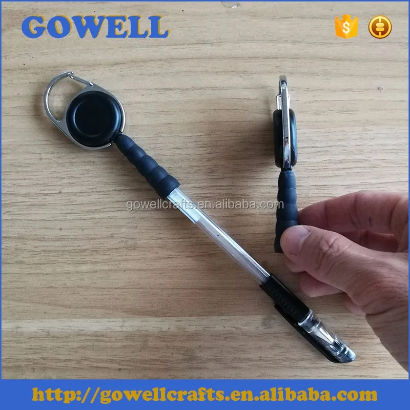 Custom Carabiner Retractable Badge Reel With Pencil Holder Pen Leash
