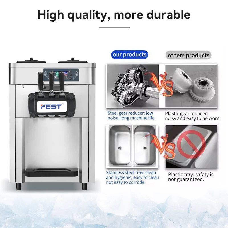 FEST New Product Table Top 3 Flavors Soft Serve Ice Cream Professional Ice Cream Maker Manufacturer