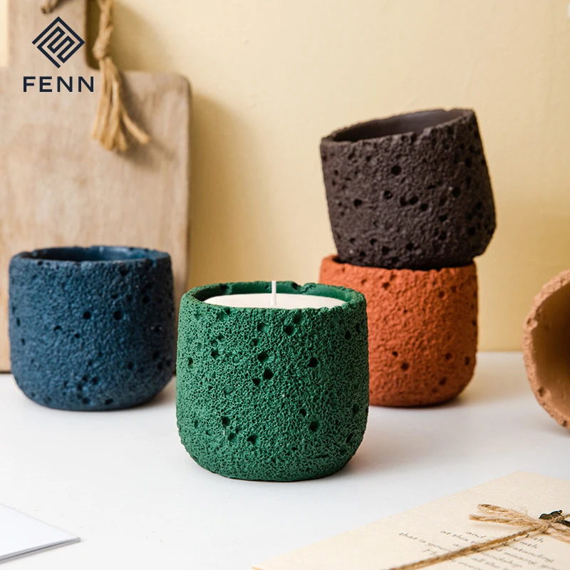 Manufactured Unique Handmade Ceramic Concrete Canldle Jars Empty Customized Logo Candle Vessels Jars Candle Holder for Gifts