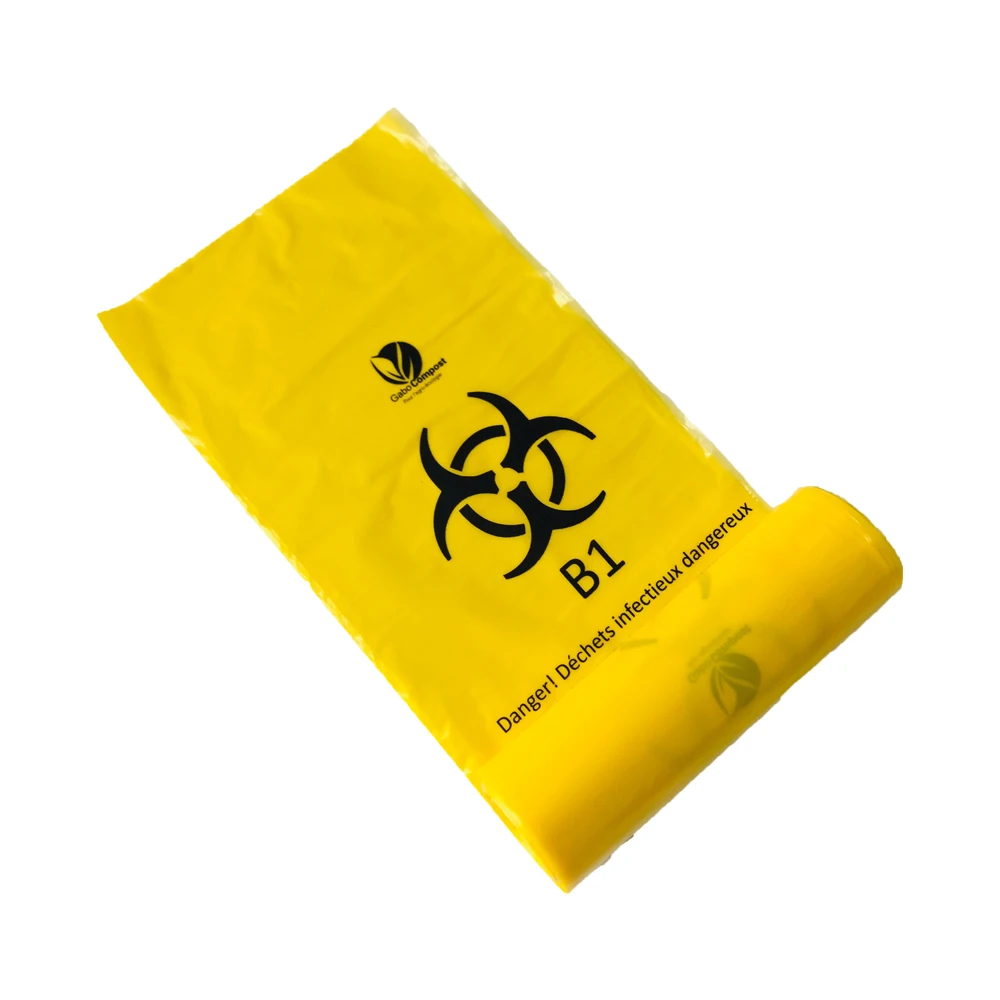 HDPE Material Plastic Printed Yellow Biohazard Healthcare Liners