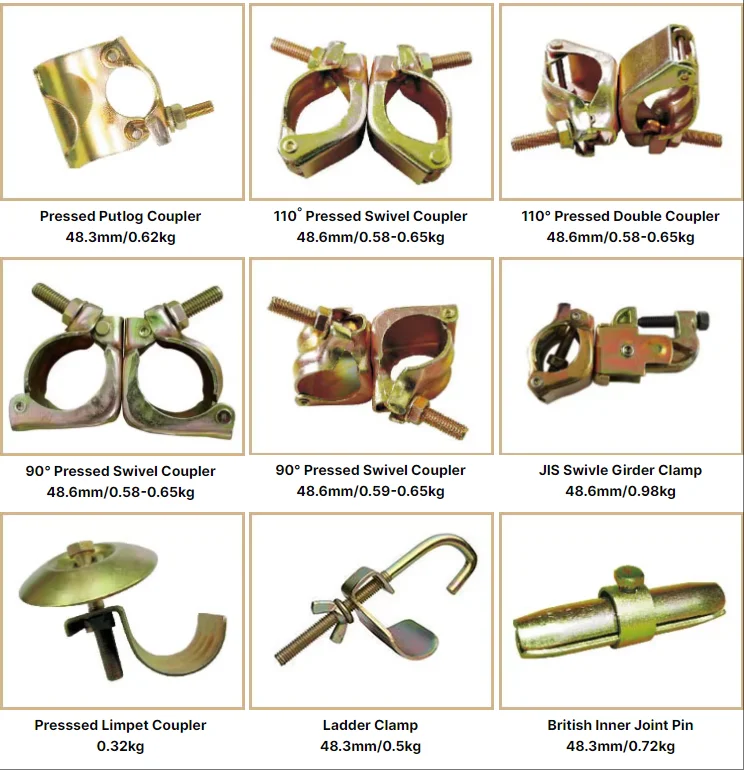 BS 1139 Steel Formwork Scaffolding Butterfly Clamp Scaffold Clamps and Pressed Swivel Coupler