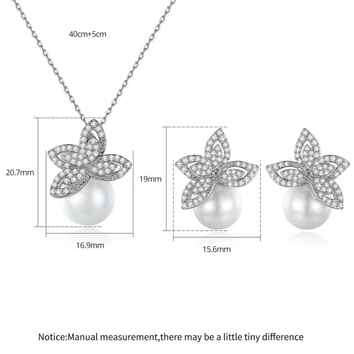 LUOTEEMI Fashion Iced Out Pendant Necklace Earring Cubic Zirconia For Party Glass Pearl Set Jewelry