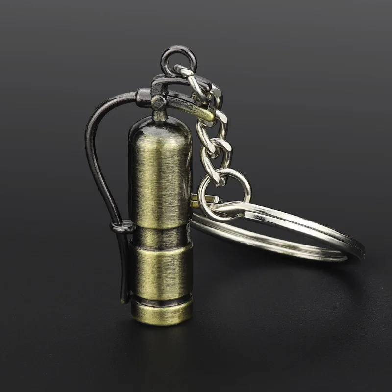 Fireman Charm Pendant Mini Fire Extinguisher Keychain Alloy Metal Keychain Gift For Firefighters