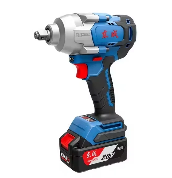 Dongcheng 20V Cordless Brushless Impact Wrench 4.0Ah Battery 750W Power 300-698Nm Torque Adjustable Speed Reverse Drills for DIY