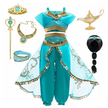 Cosplay Costume Fancy Princess Dress Arabian Princess Girls Dress Up Fairytale Outfit Jasmine Costume