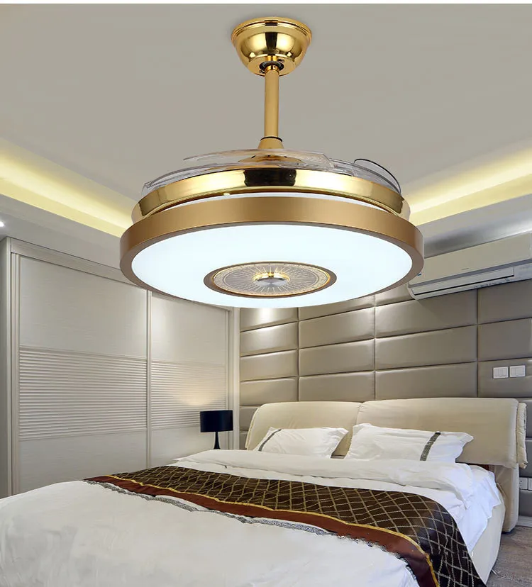 Modern gold fan chandelier remote luxury remote control chandelier lamp fan with light led ceiling fans