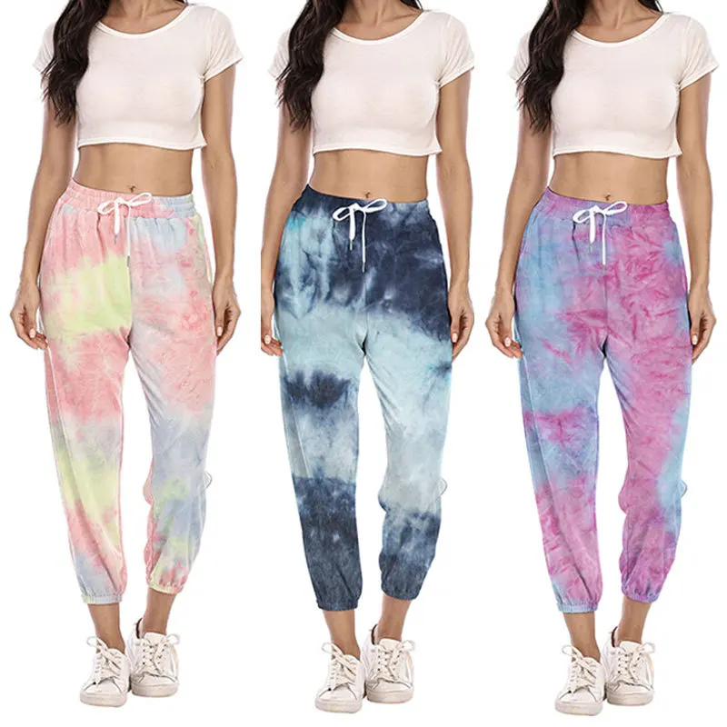 Casual Tie Dye Sport Women Ninth Pants 