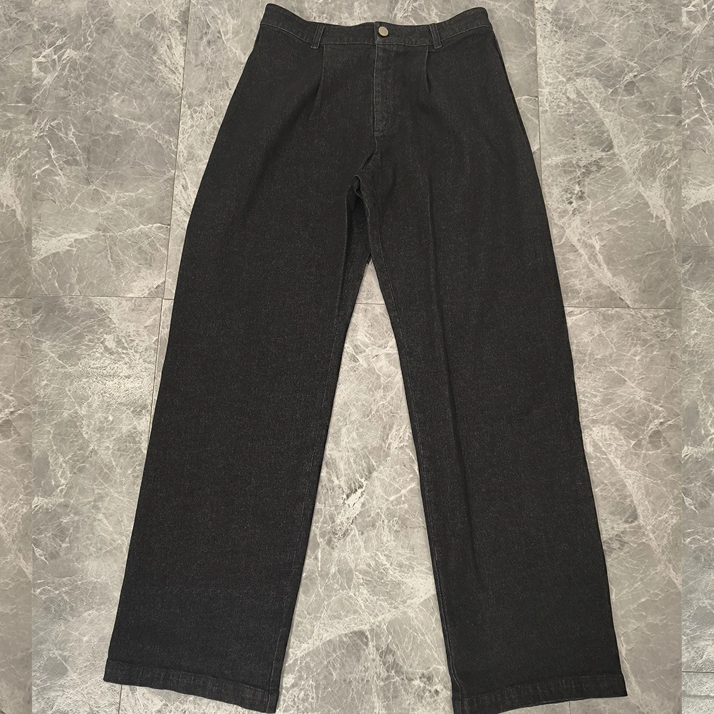 Custom Man Selvedge Straight Jeans Manufacturer Customise 100% Cotton 15.5 Oz Jet Black Summer Woven Denim Jeans Factories