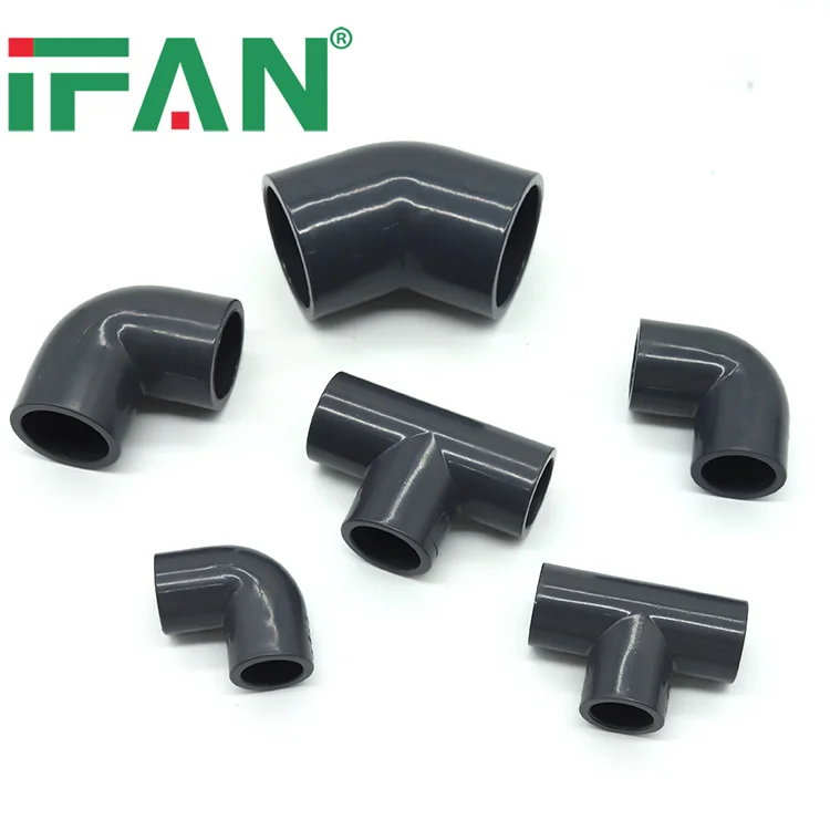 IFAN Factory PVC Fittings Reducing Socket 45 Degree Elbow Cap Socket Tee PVC-U Fittings 50-110mm UPVC Pipe Fitting