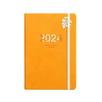 Customizable 2024 Planner Notebook Printing Pu Leather Agenda 2024 Year ...