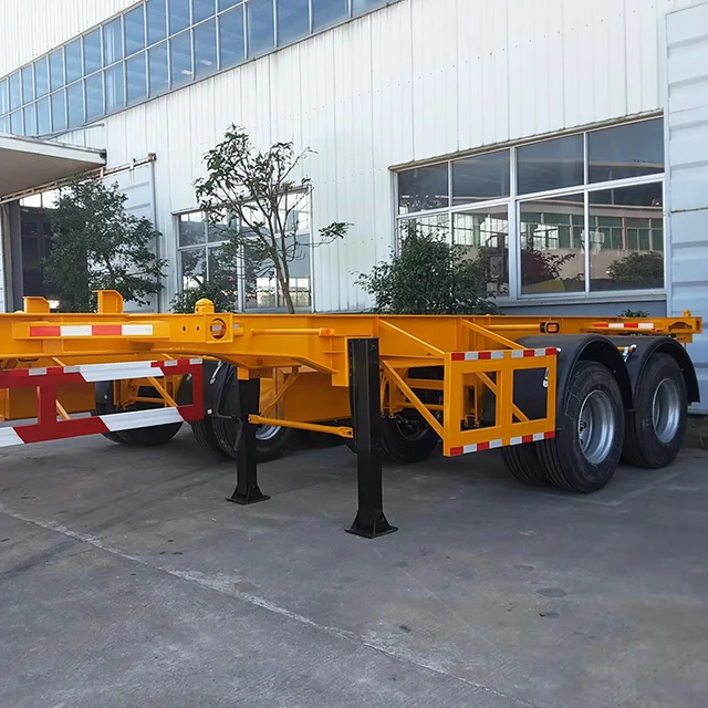 China Factory 2 Axles 20Ft 40Ft Container Frame Skeletal Truck Semi Trailer Chassis for Transport Skeletal Semi Trailer