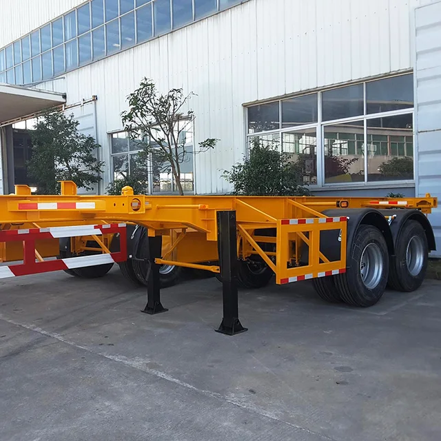 China factory 2 axles 20Ft 40Ft container frame skeletal truck semi trailer chassis for transport skeletal semi trailer