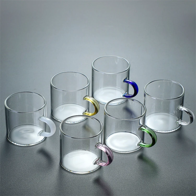 80ml Factory Customized High Quality Water Cup With Handle Colored Home Office Drinking Small Glass Coffee Mug