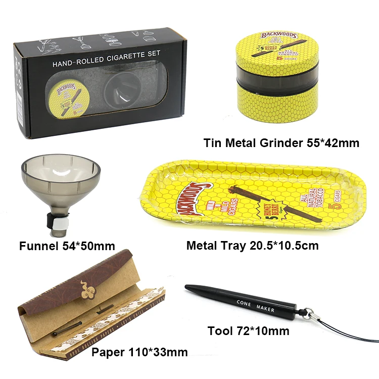 Wholesale Smoke Shop Hand Rolled Smoking Set Metal Rolling Tray Herb
