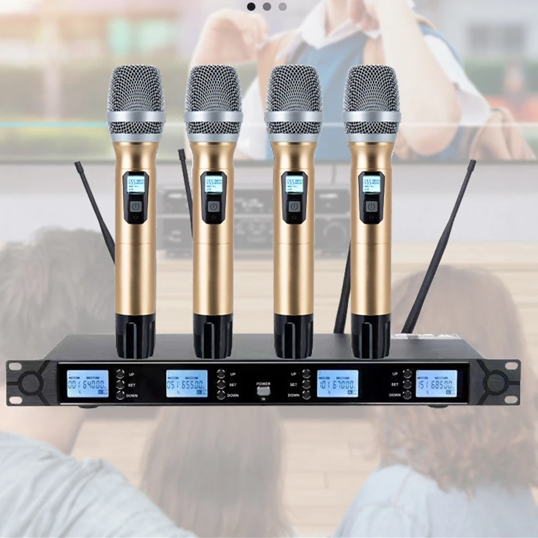 4 Channel Wireless Conference Microphone Professional UHF High Sensitive True Diversity Wireless Microphone