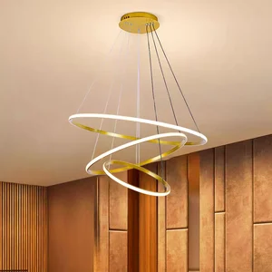 Wholesale Living Room Hotel Modern Gold Circle Line Ring Round Ceiling Pendant Light Led Chandelier