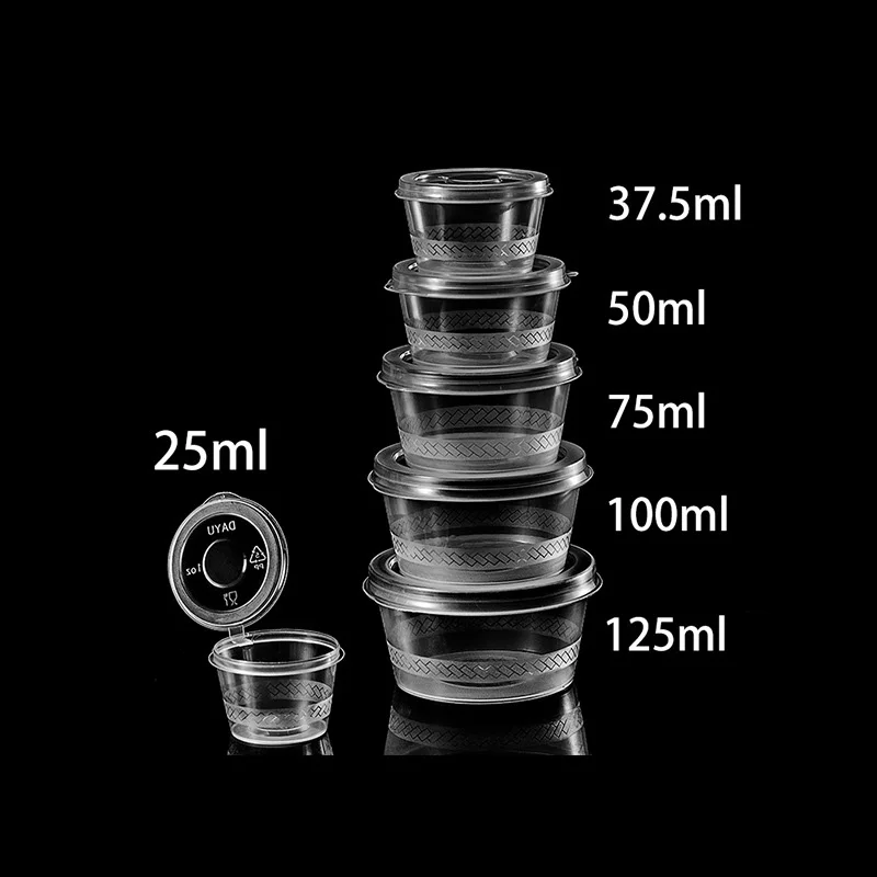 25ml-100ml 50-1000pcs Plastic Takeaway Sauce Cup Containers