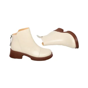 Classic Genuine Leather Chelsea Boots for Women Soft Walking Style Ankle Boots Zip Breathable Anti-Slippery for Autumn Winter