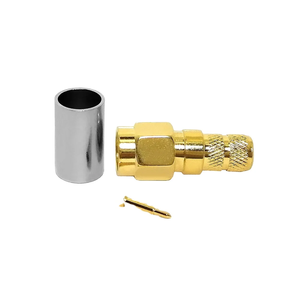 50 Ohm RF SMA Connector Gold Plated SMA Male Plug Crimp for LMR240 H155 RG59 RF Coax Coaxial Connectors in Stock