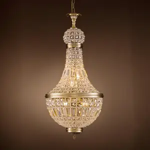 French Classical Retro Luxury Bronze Finishing European Style Decorative Led Crystal Beads Chandelier