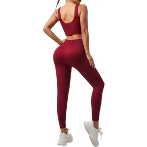 Factory Direct Breathable and Comfortable Women's Plaid Sports Suit High Elasticity Yoga Leggings and to Absorb Sweat