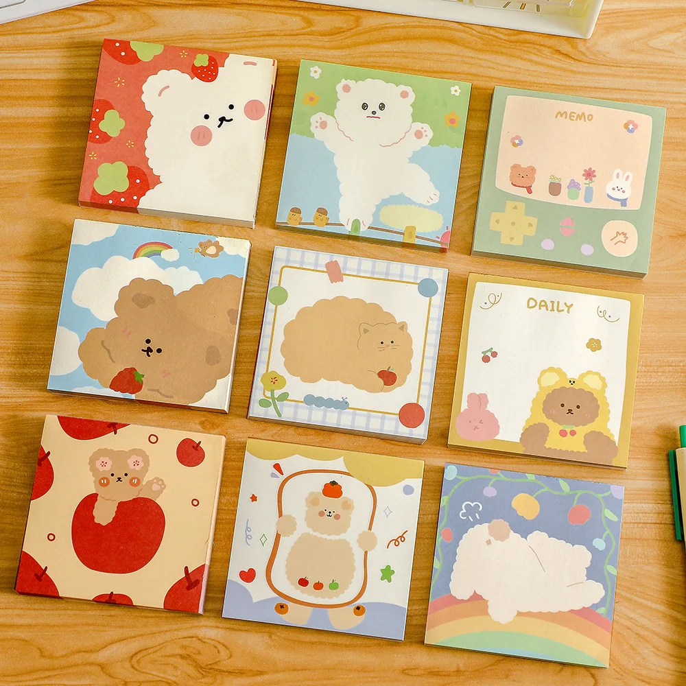 Labon Custom Fresh Cartoon Style Cute Bear Note Tear Off Colorful Memo ...