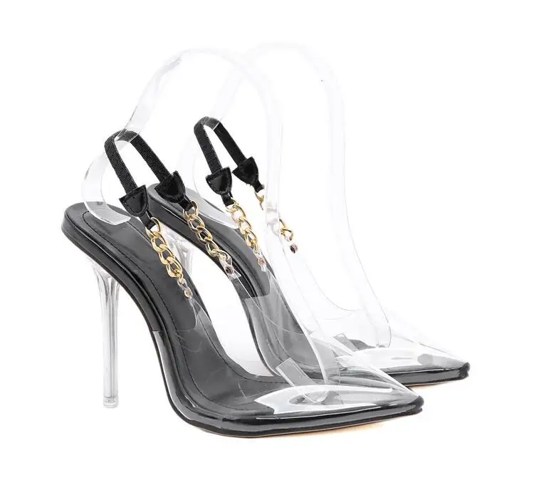 Transparent Pumps High Heels Wedding Dress Shoes Women Sexy Pointed Toe ...