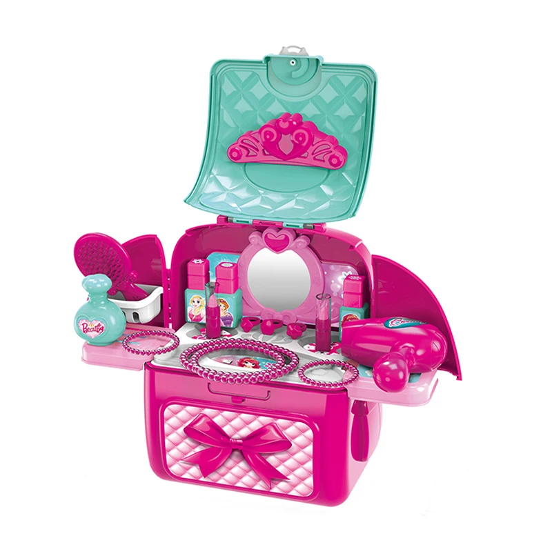 Модная игра для макияжа, красивая игрушка для девочек 2 в 1, рюкзак, детский комплект для макияжа, туалетный столик, игрушки