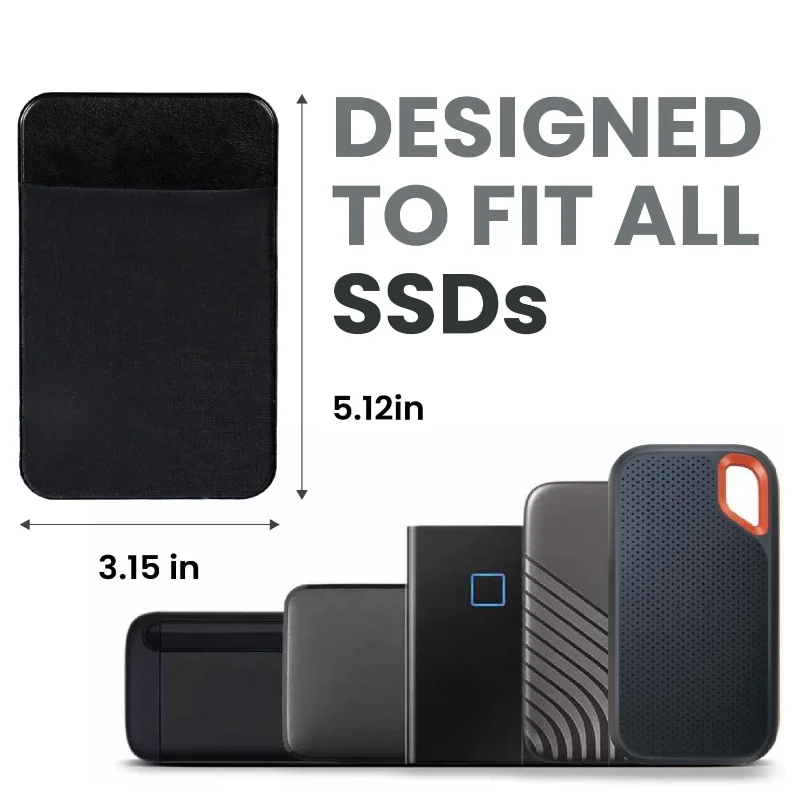 Epessa Stick-On External Hard Drive Case Holder, Portable Mouse Pouch, Laptop Organizer For