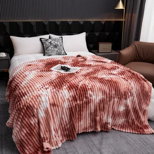 Wholesale Super Soft Flannel Fleece Tie-Dye Printed Blanket Woven Technique Sofa Throw Blanket Cover