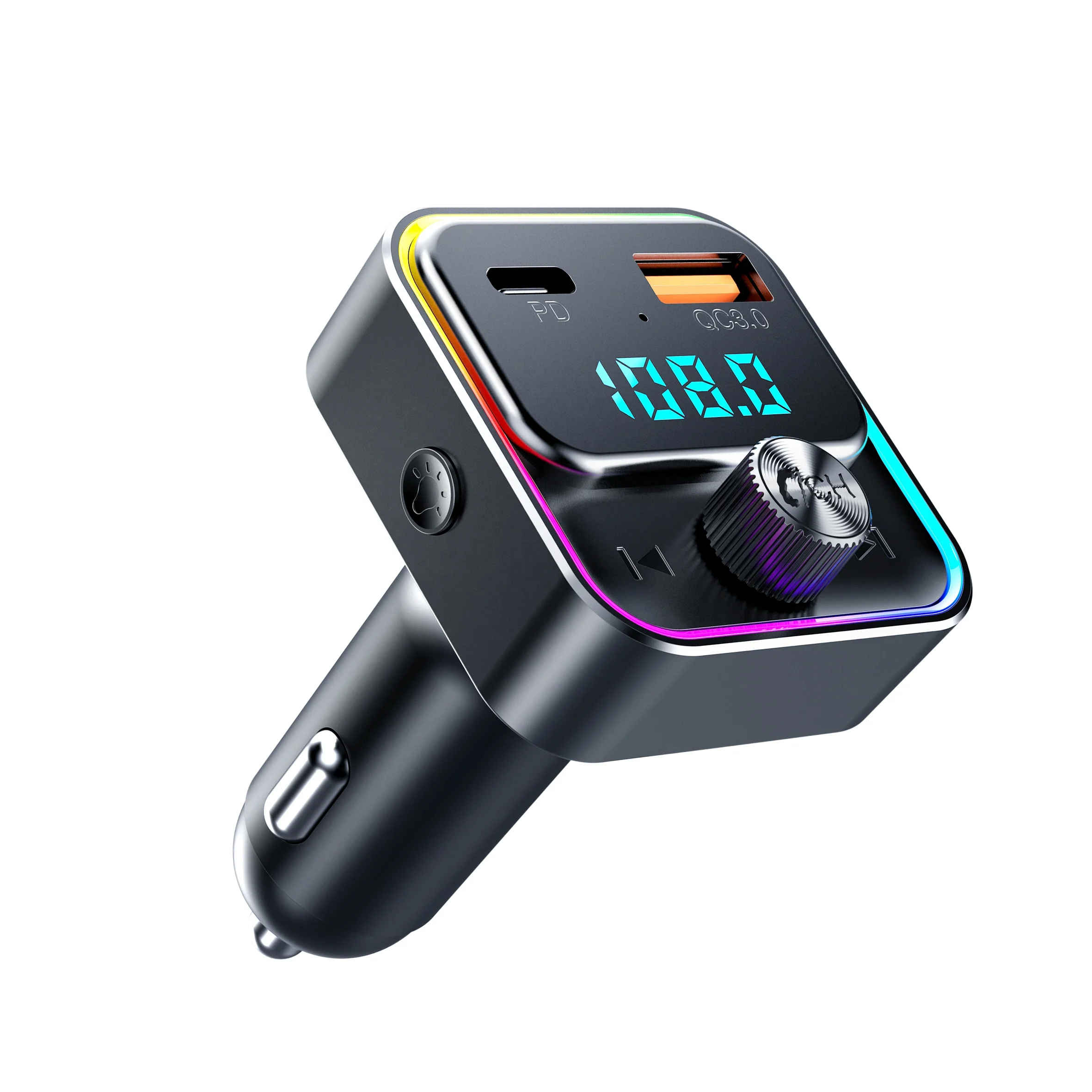 cigarette charger aux AGETUNR T88 Bluetooth Car Adapter, AUX Wireless Bluetooth FM Transmitter  for Car 30W PD &18W QC3.0 Hands Free Calling, RGB Light