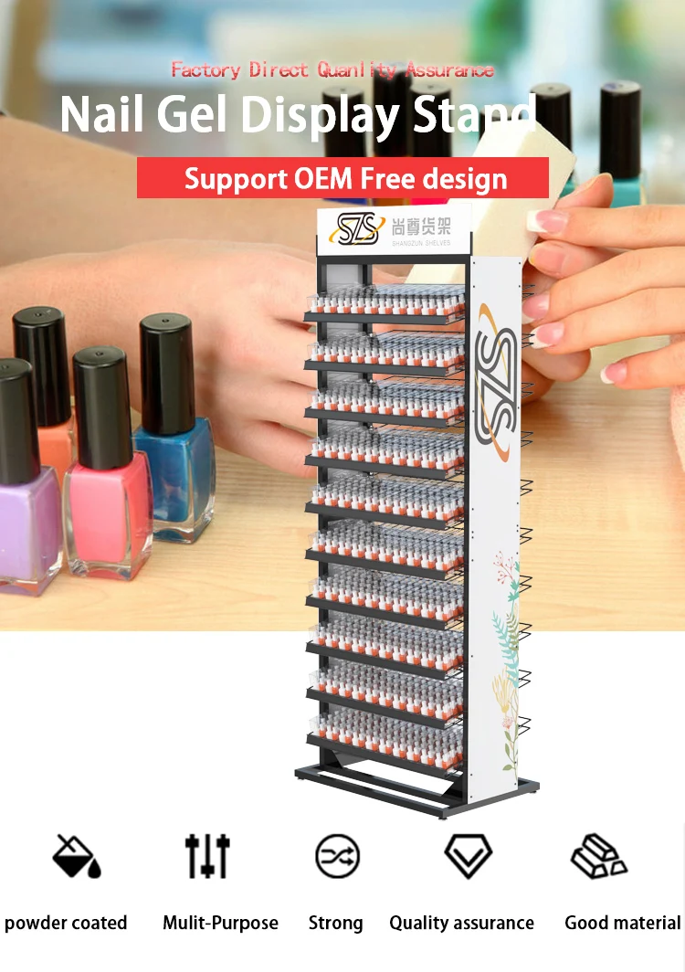 Metal Colors Nail Display Stand Dip Powder Nail Polish Floor Display