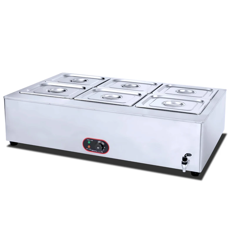 Best Selling Durable Stainless Steel Electric Hot Food Display Professional Bain Marie with 6 Pans manufacture