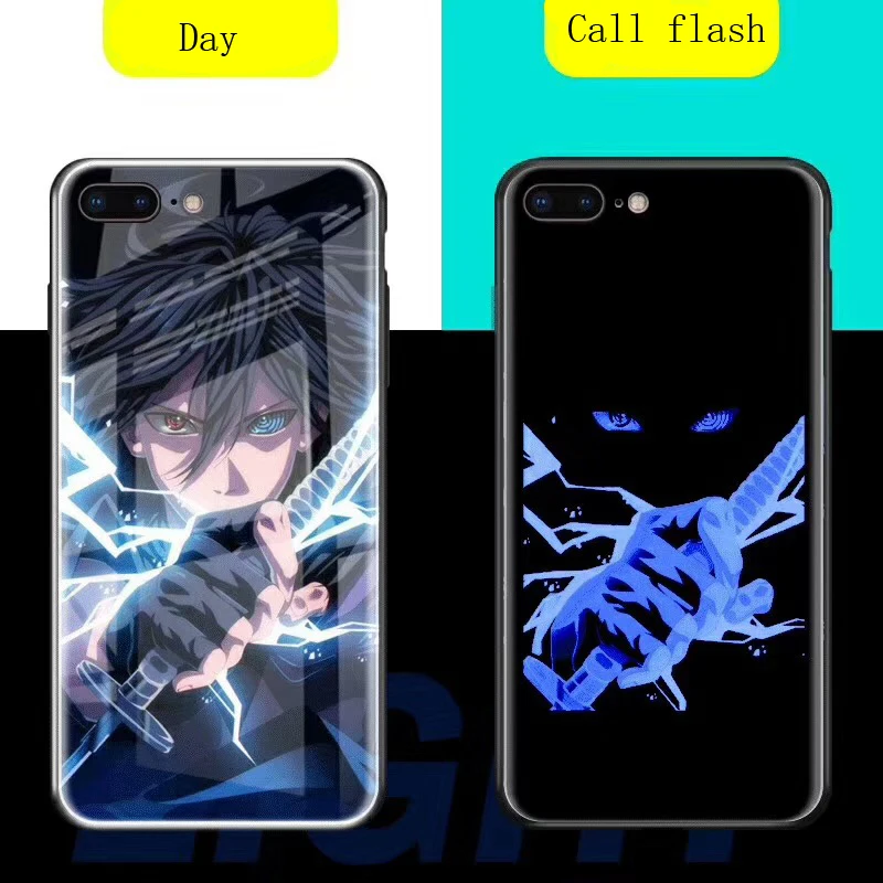 Custom Design Call Flash Phone Shell Tempered Glass Illuminate  Flash Light Phone Case for iPhone